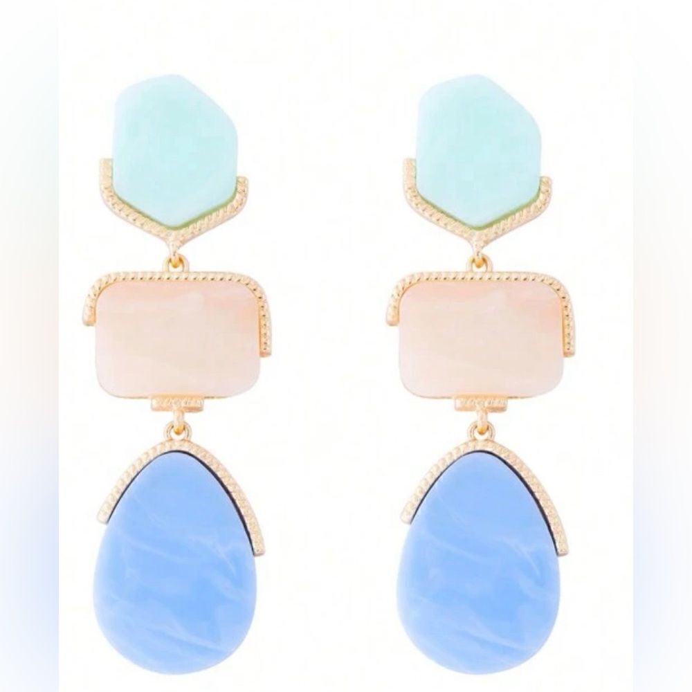 stone drop earrings N419